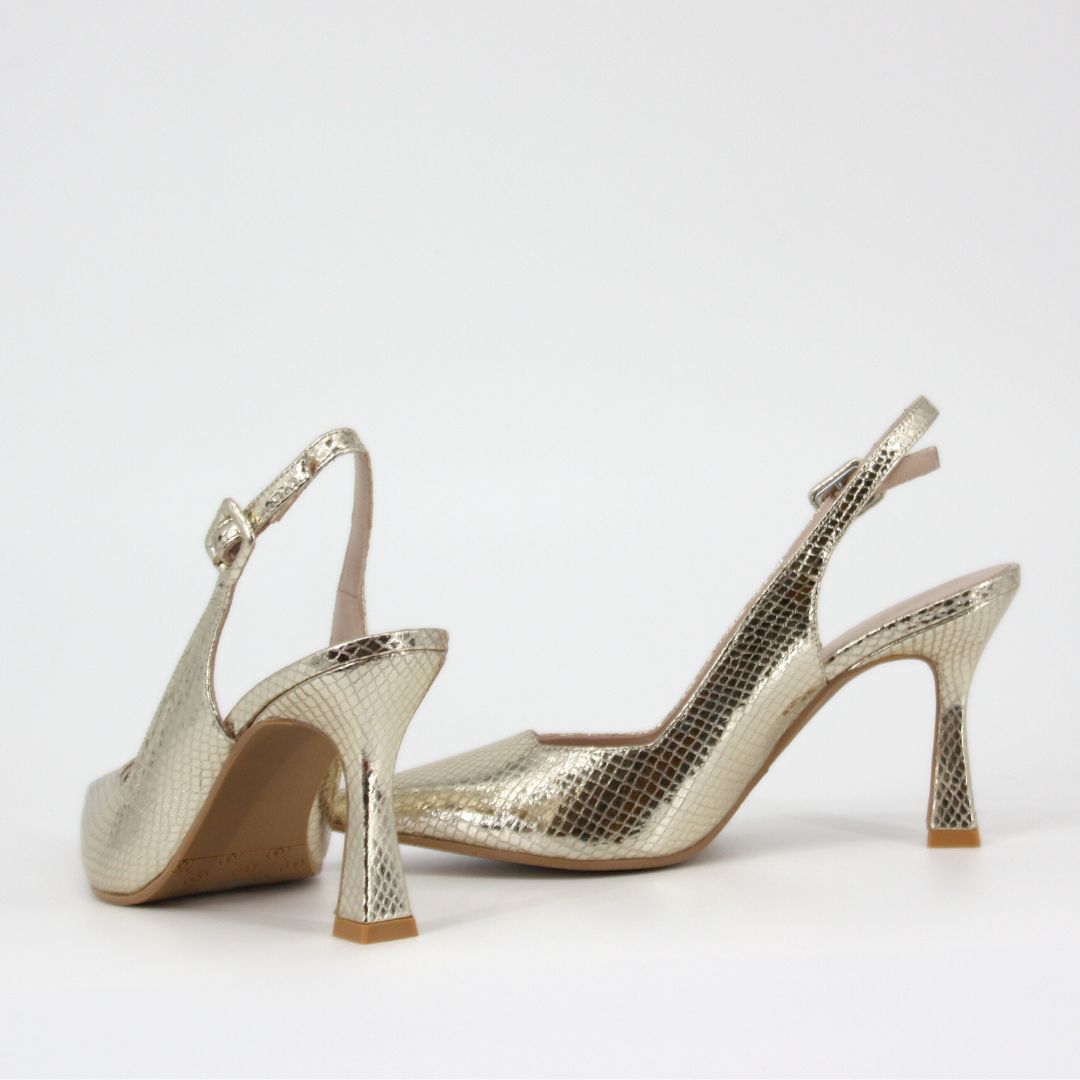 Lodi MODERN Gold Sling-Back Pumps