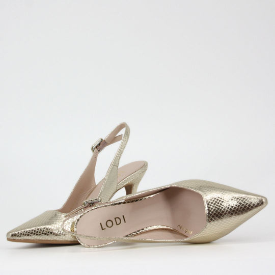 Lodi MODERN Gold Sling-Back Pumps