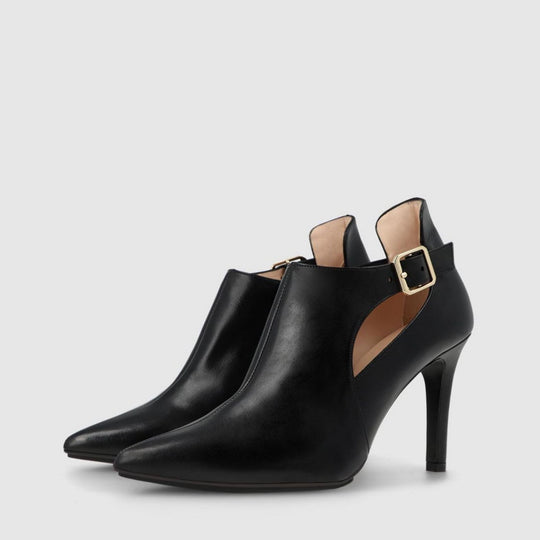 LODI RESEÑA Black Leather High Heeled Ankle Boots