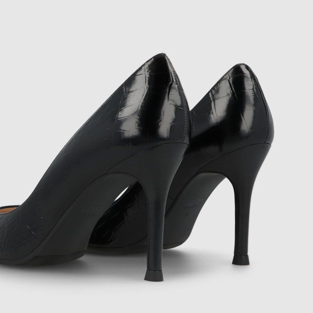 Lodi STENIR Black Heeled Court Shoes