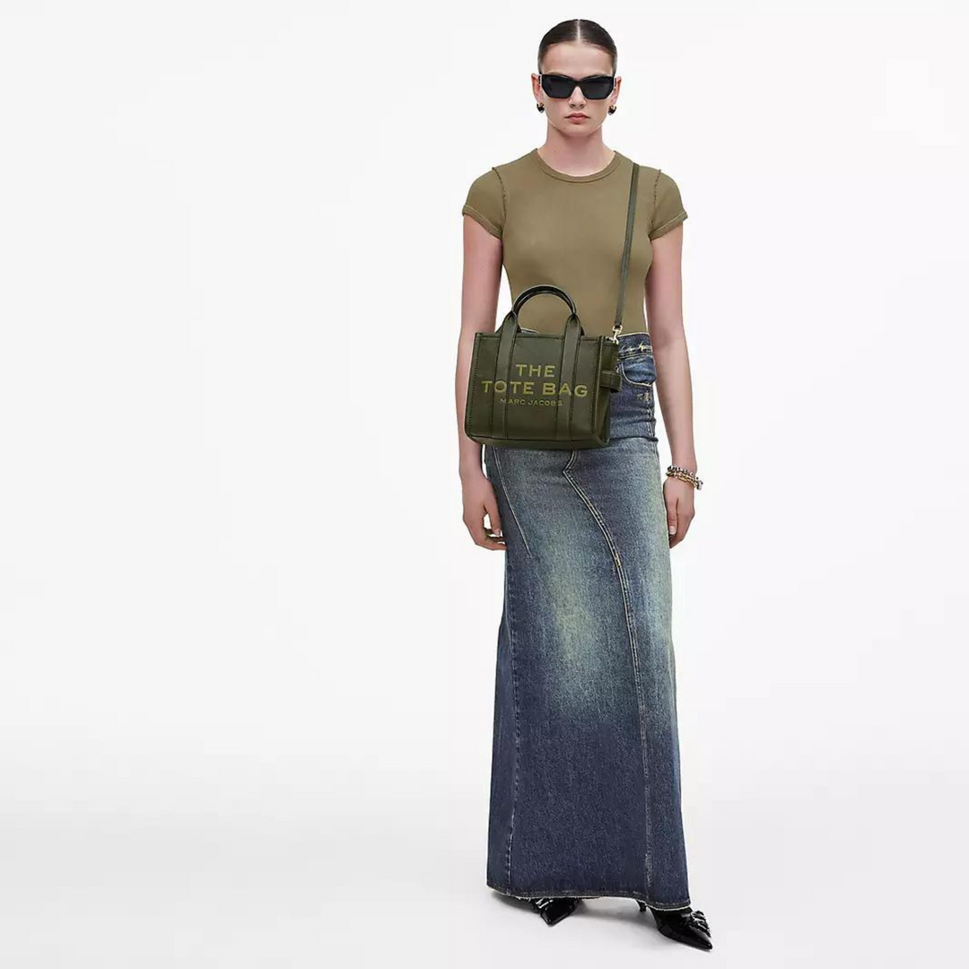 Marc Jacobs Forest Green Small Leather Tote Bag