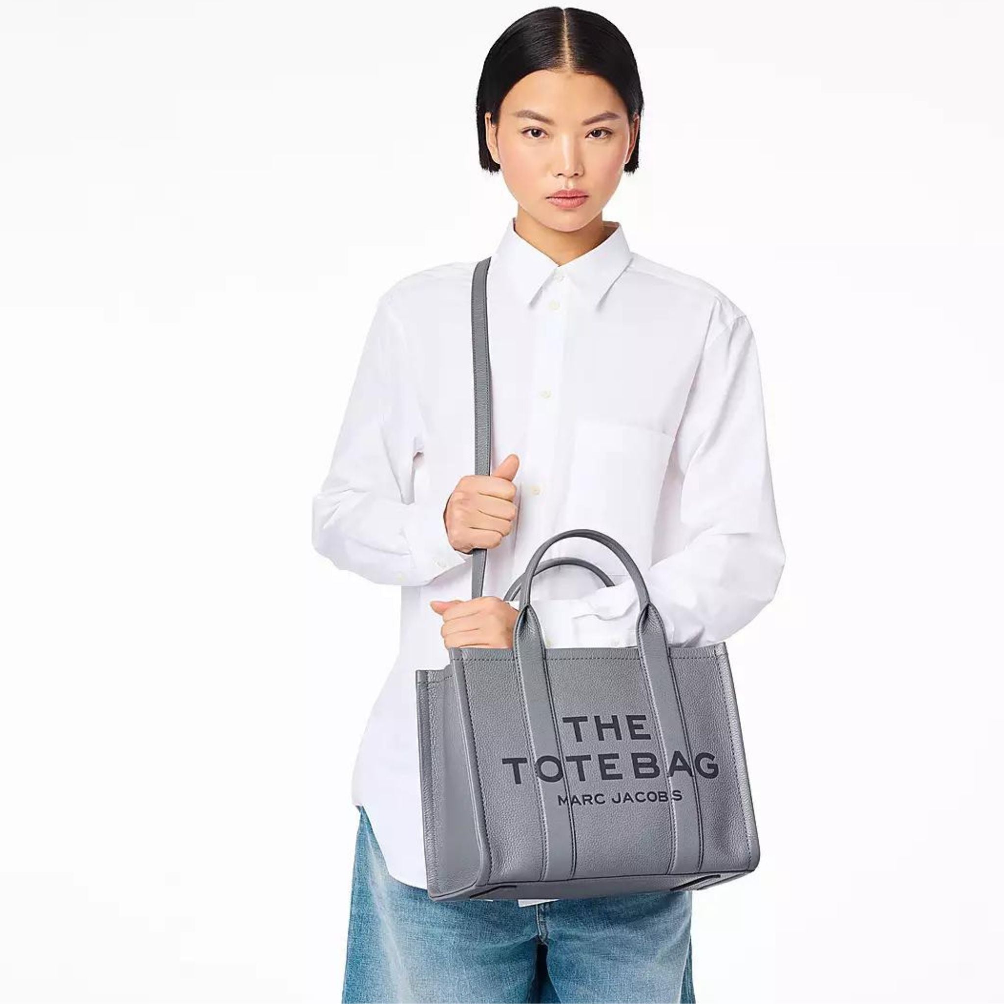 Grey tote bag leather hot sale