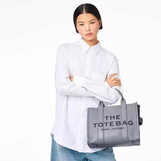 Marc Jacobs Wolf Grey Medium Leather Tote Bag