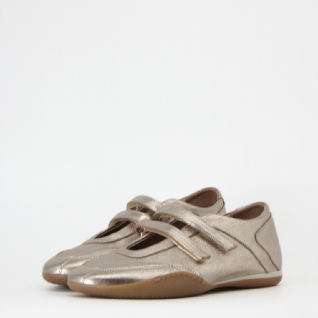 Méliné GIOTTO Metallic Gold Strap Trainers