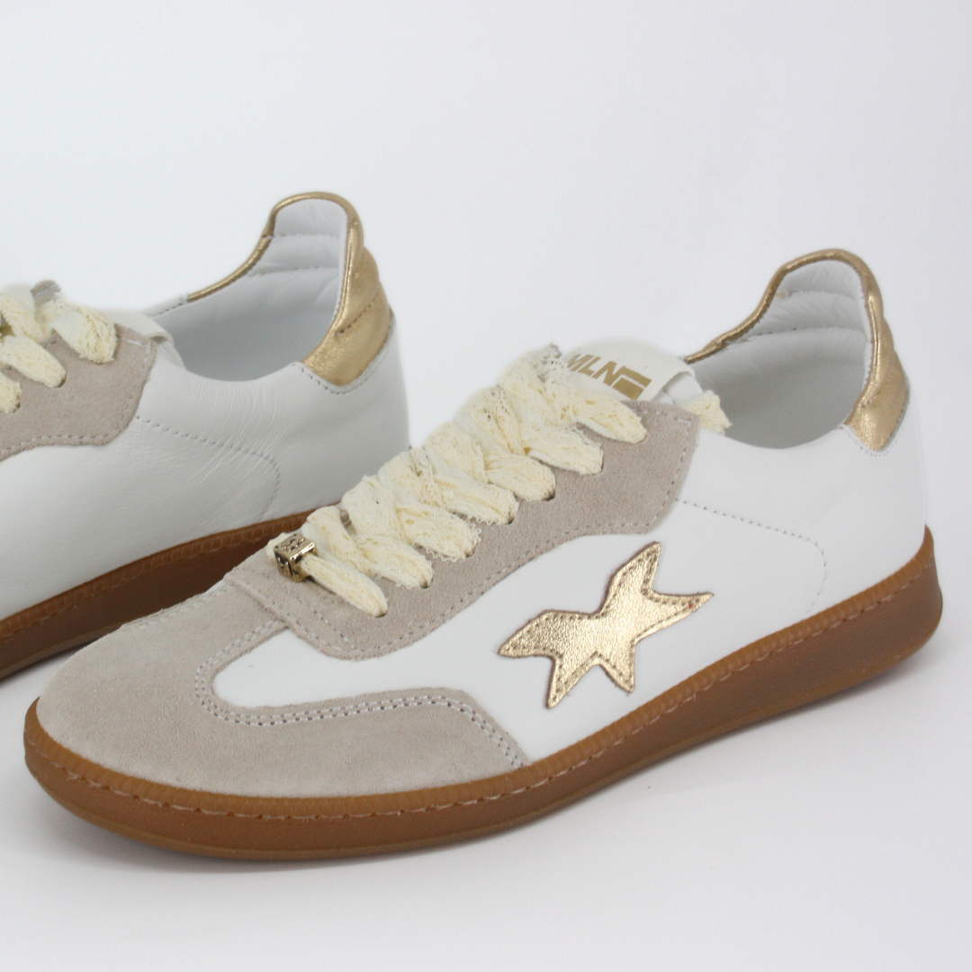 Méliné LONDON Gold, Beige and White Trainers