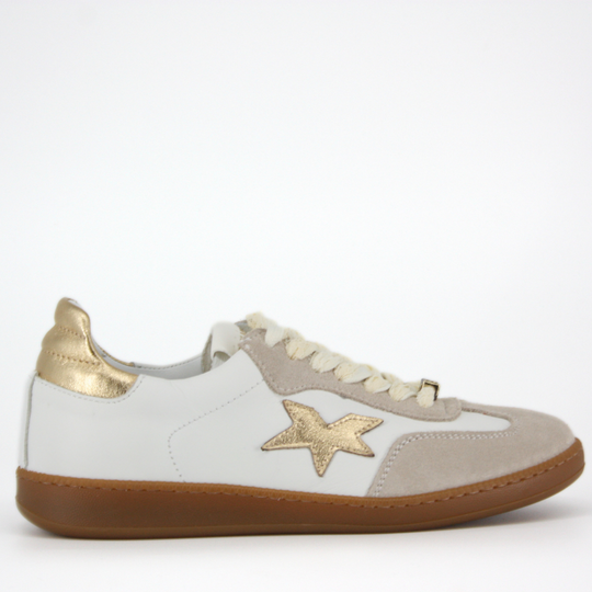 Méliné LONDON Gold, Beige and White Trainers