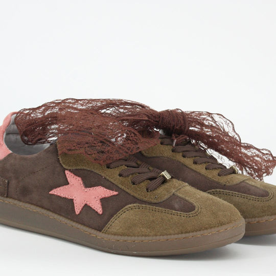 Méliné RIA Brown and Pink Suede Trainers