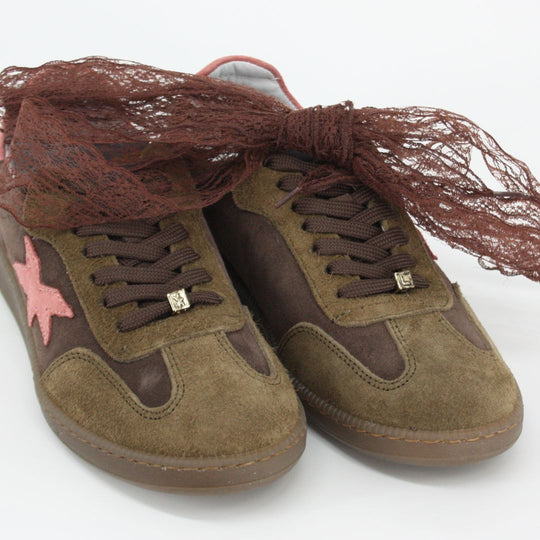Méliné RIA Brown and Pink Suede Trainers