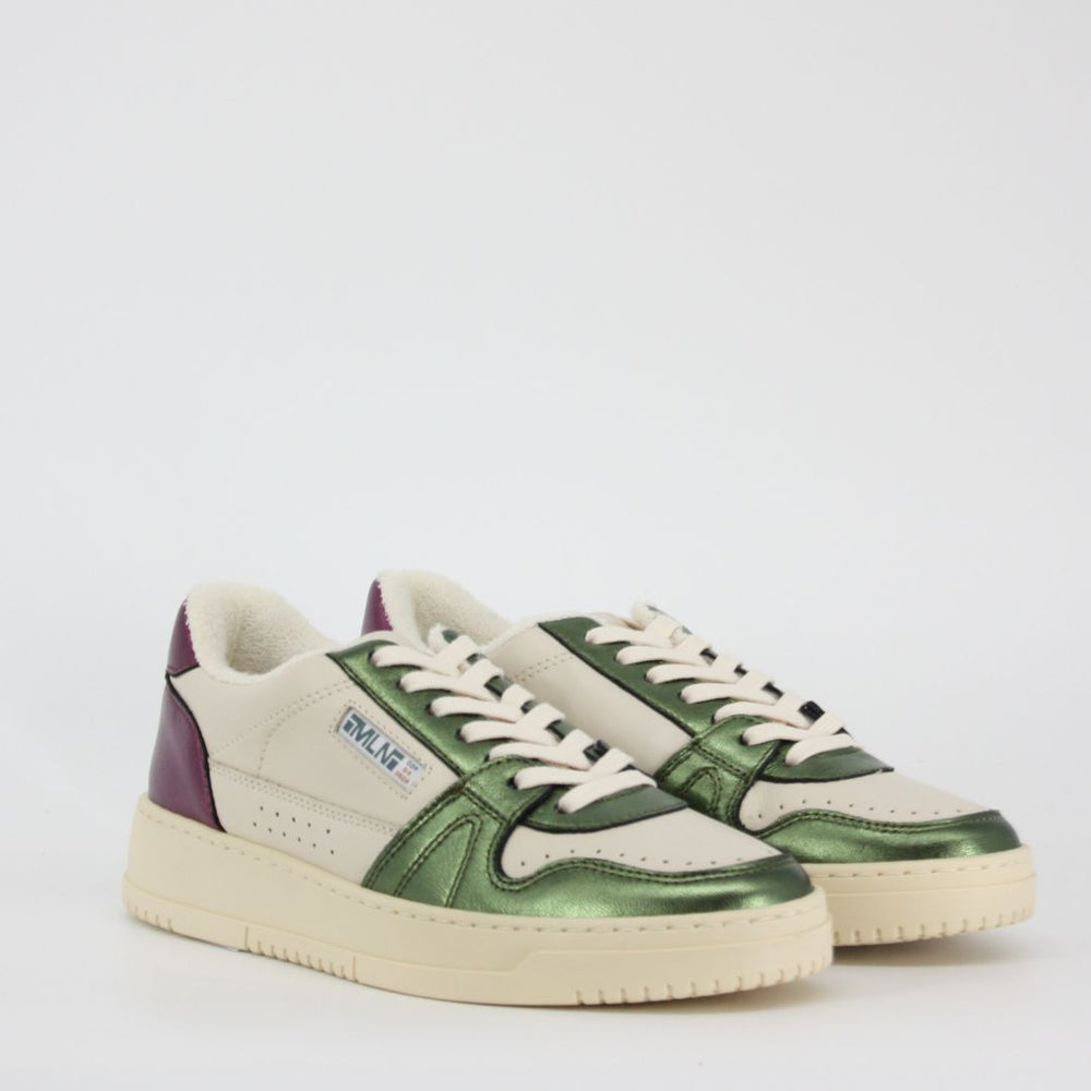 Méliné DB70 Green & Burgundy Metallic Trainers