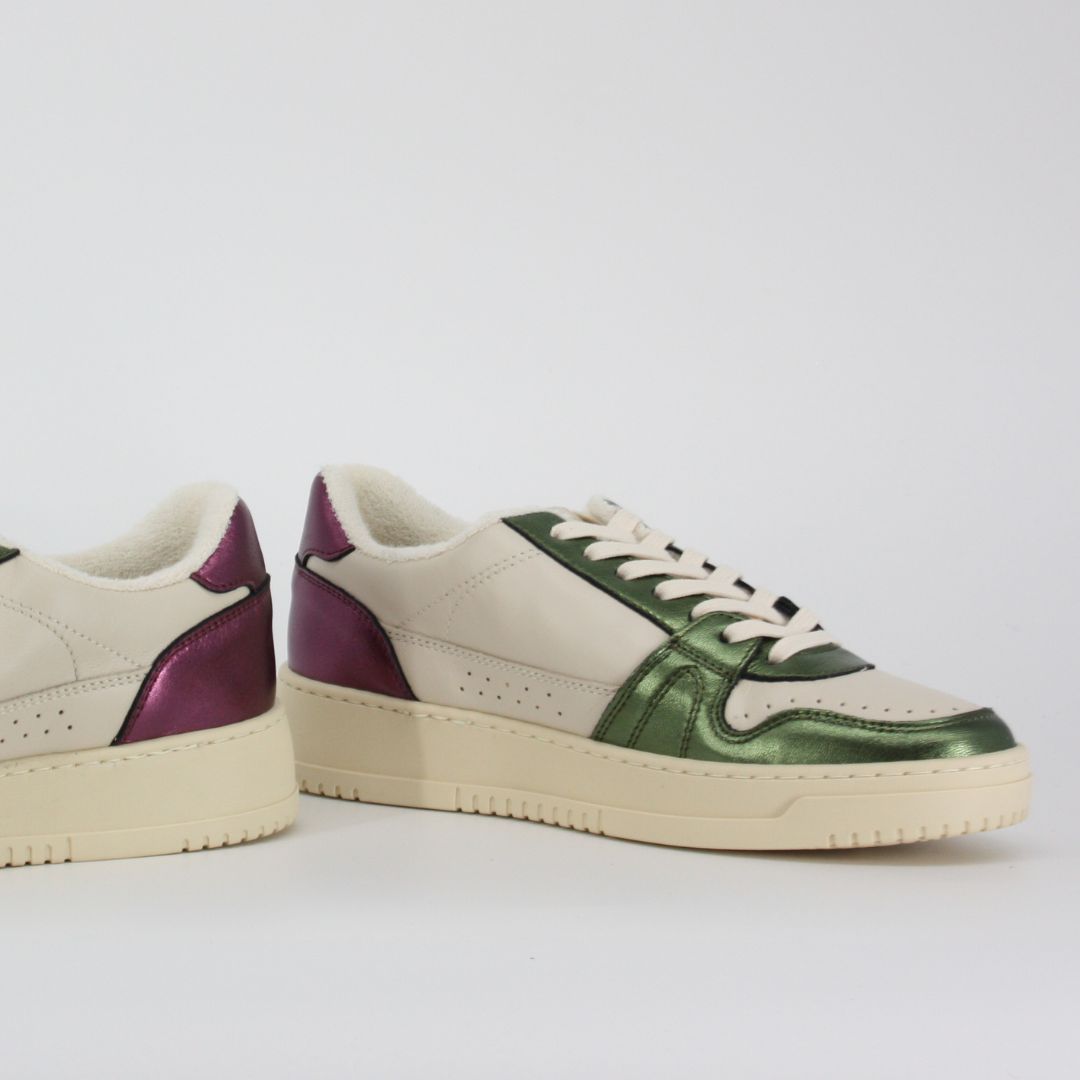 Méliné DB70 Green & Burgundy Metallic Trainers