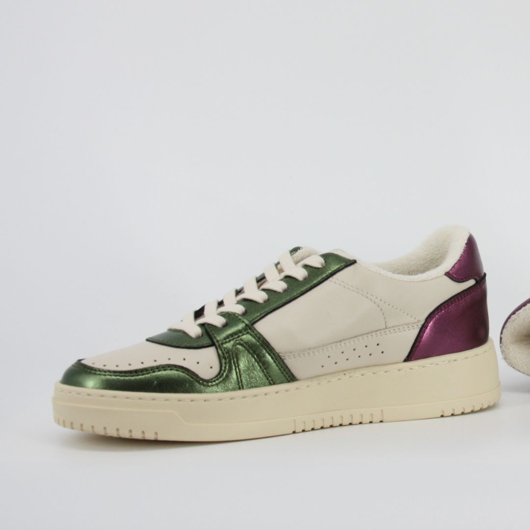 Méliné DB70 Green & Burgundy Metallic Trainers