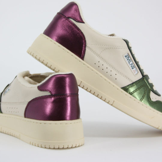 Méliné DB70 Green & Burgundy Metallic Trainers