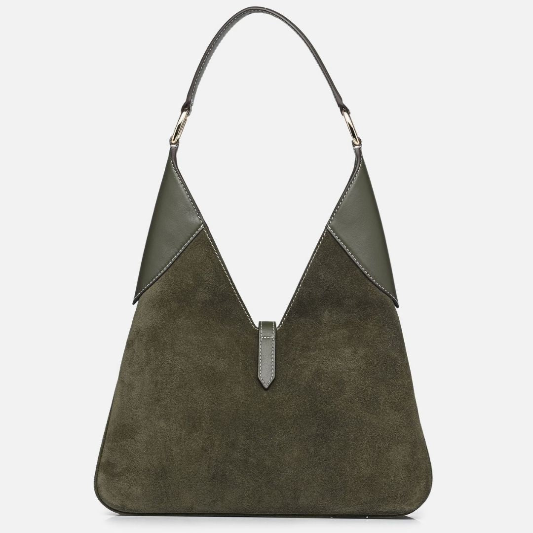 Michael Kors CORNELIA Green Suede Hobo Shoulder Bag