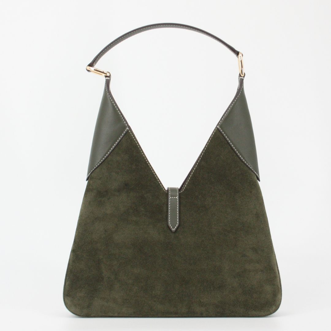 Michael Kors CORNELIA Green Suede Hobo Shoulder Bag