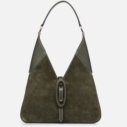 Michael Kors CORNELIA Green Suede Hobo Shoulder Bag