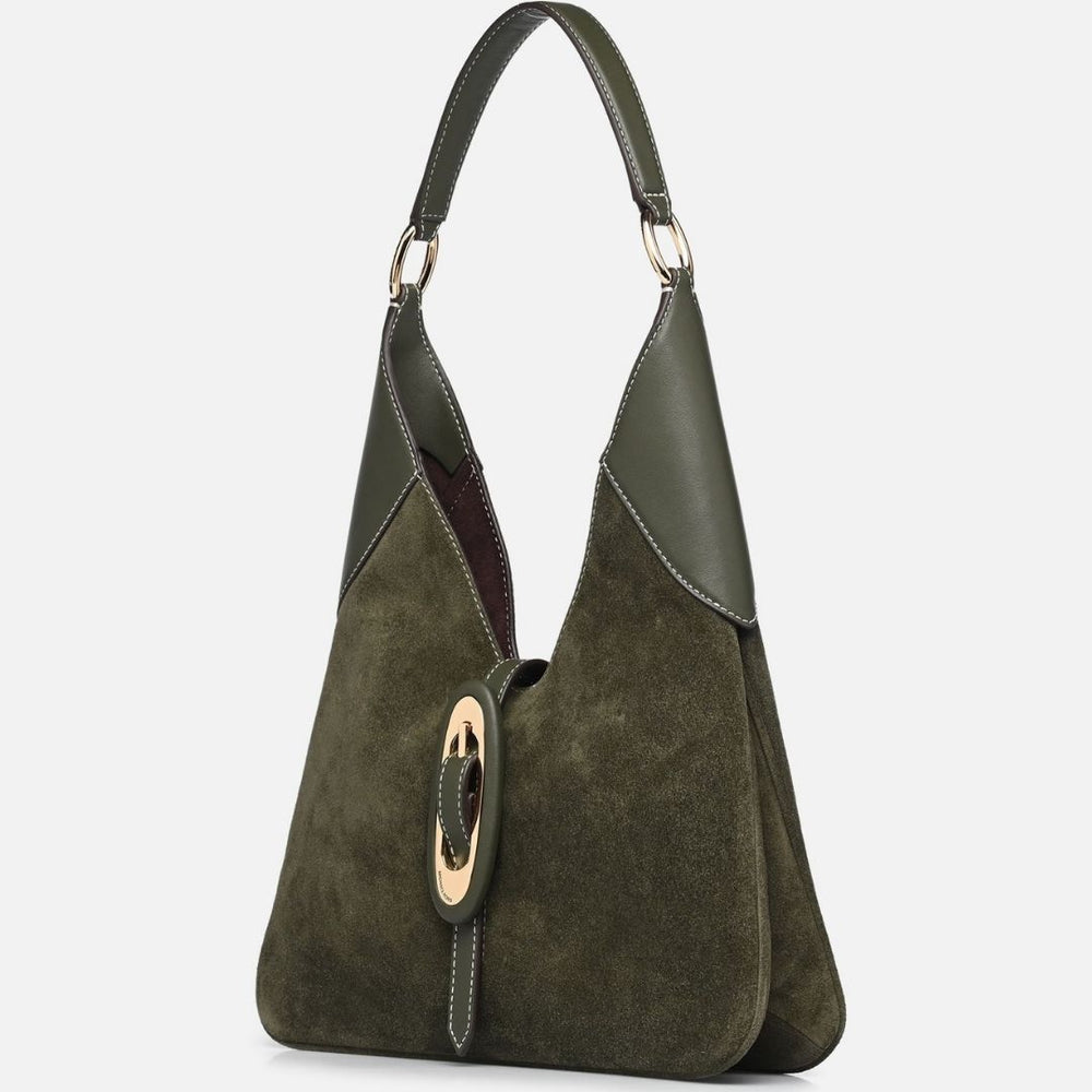 Michael Kors CORNELIA Green Suede Hobo Shoulder Bag
