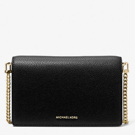 Michael Kors JET SET Medium Black Pebbled Leather Crossbody Bag