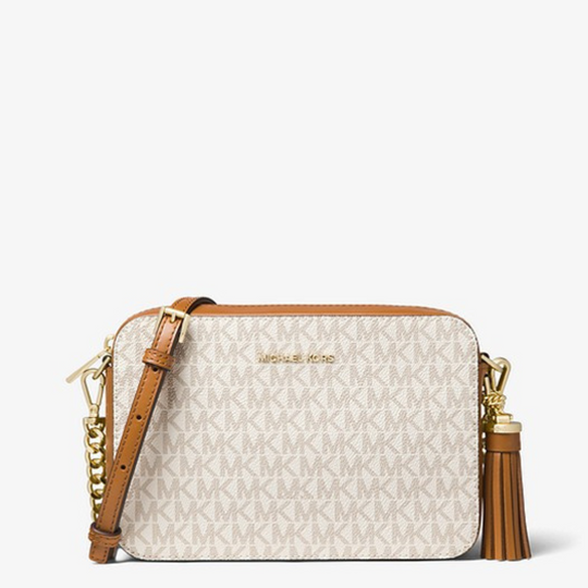 Michael Kors JET SET Vanilla Logo Camera Crossbody Handbag