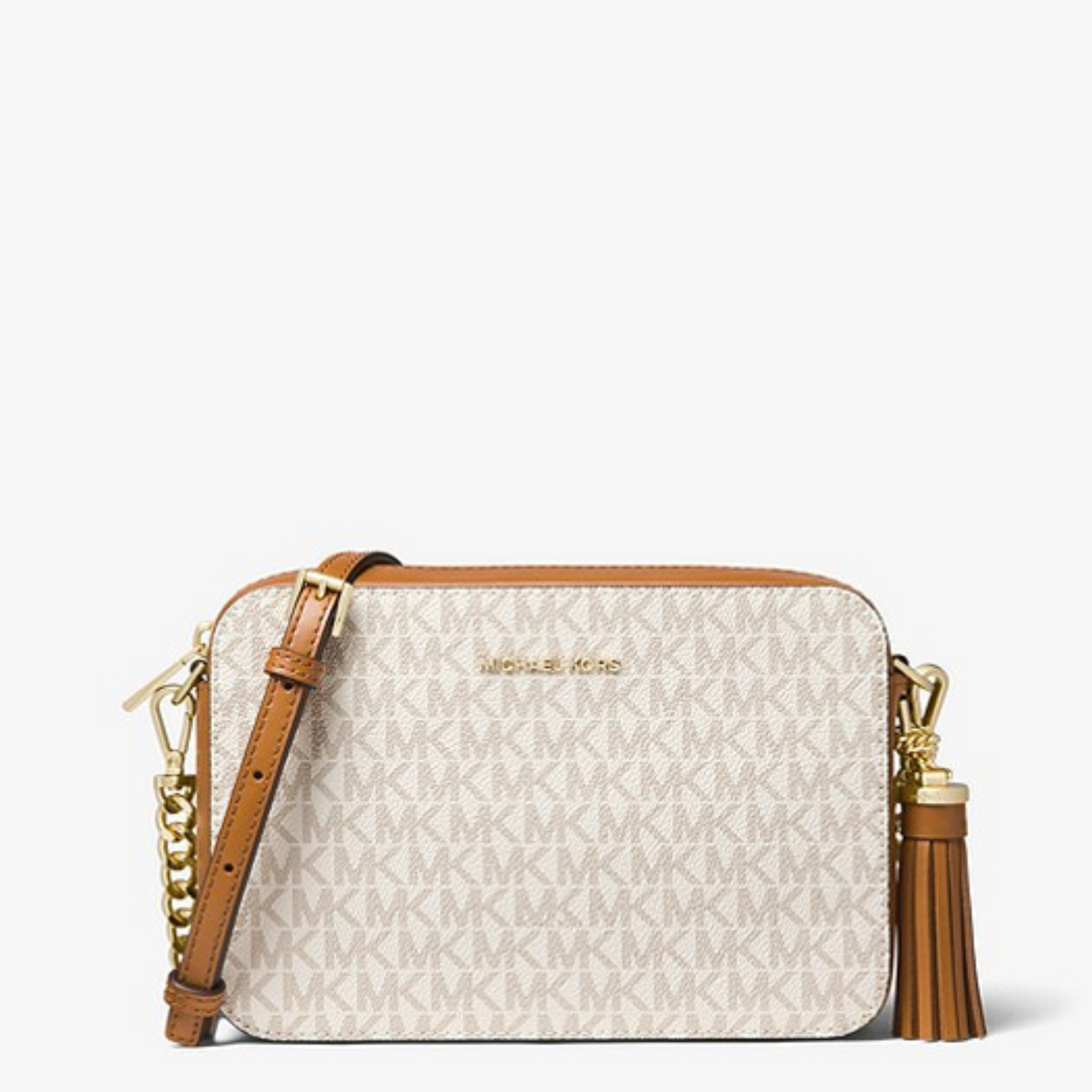 MICHAEL Michael Kors Jet Set Small Logo Chain Crossbody Bag - Vanilla:  Handbags