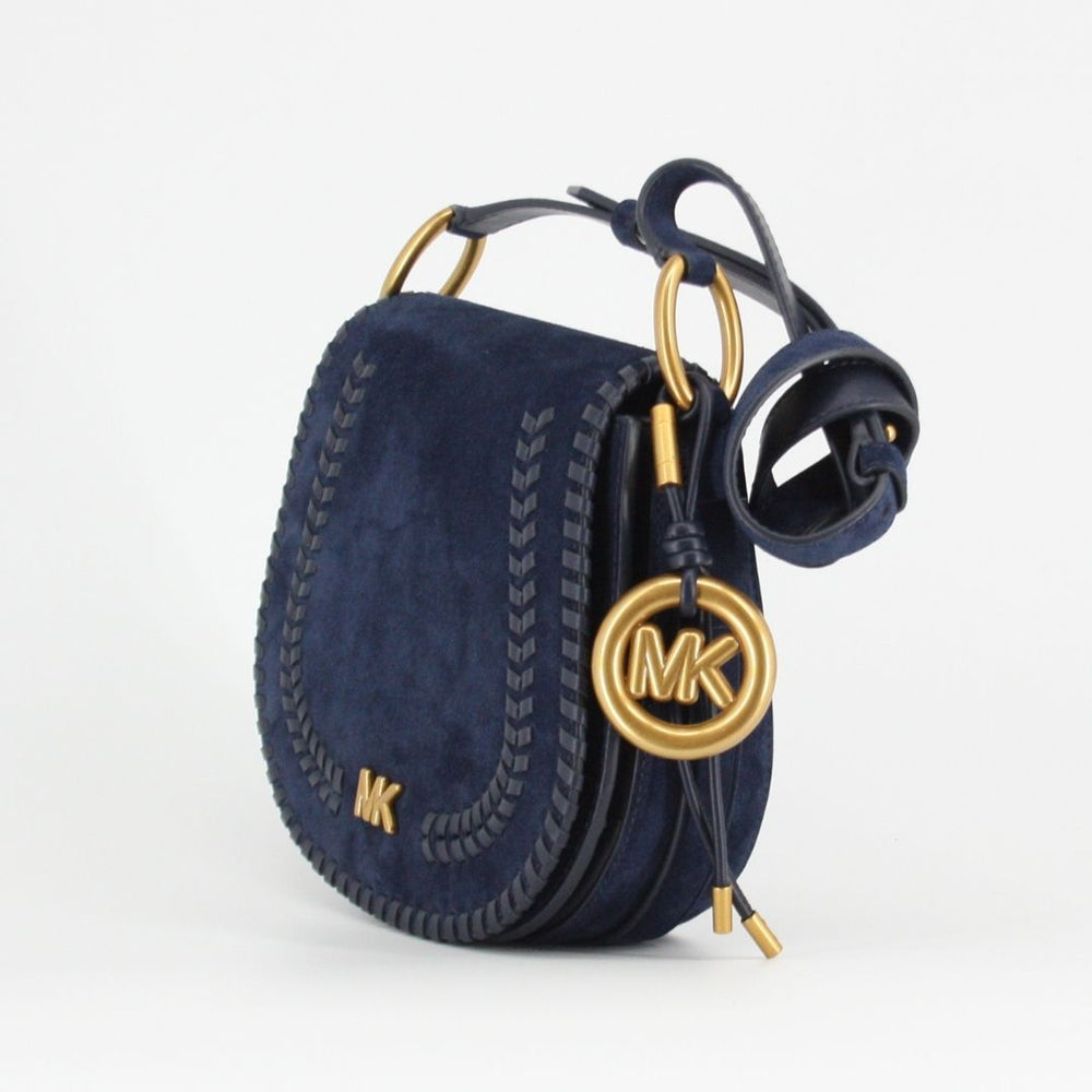 Michael Kors JOSIE Blue Suede Saddle Bag
