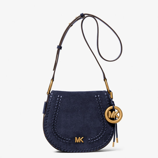 Michael Kors JOSIE Blue Suede Saddle Bag