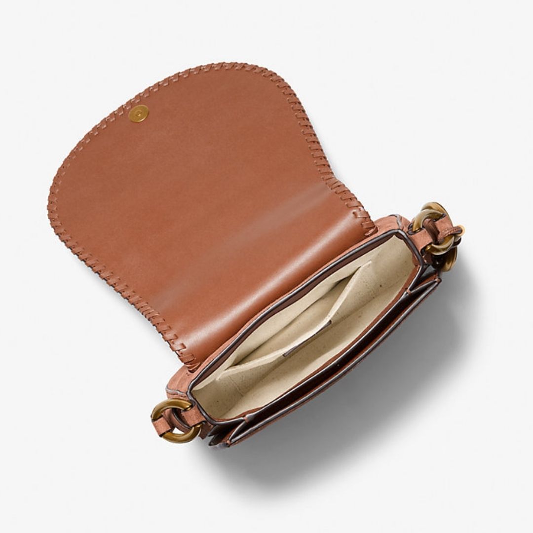 Michael Kors JOSIE Tan Suede Saddle Bag