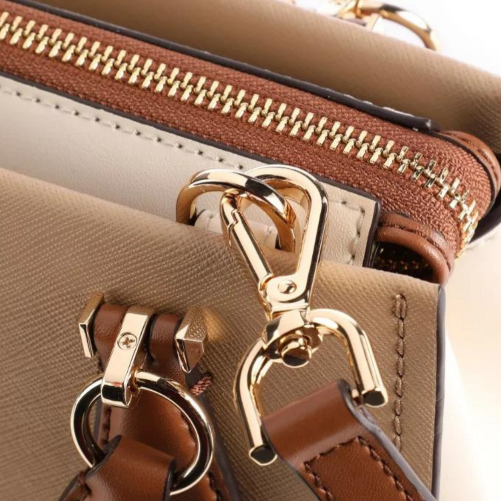 Michael Kors MARILYN Handbag in Camel, Tan And Cream Crossbody Satchel Handbag