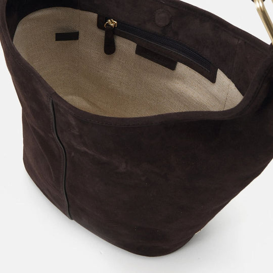 Michael Kors SONNY HOBO Chocolate Suede Shoulder Bag