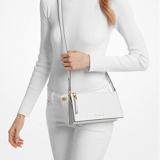 Michael Kors EMPIRE White Leather Convertible Crossbody Bag