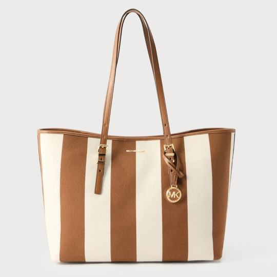 Michael Kors QUINN Brown Stripe Tote