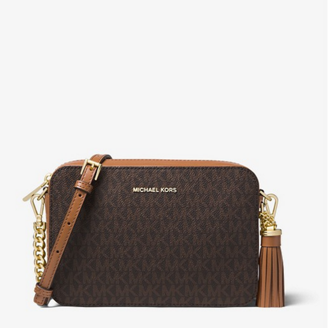 Michael Kors JET SET Brown Logo Camera Crossbody Handbag