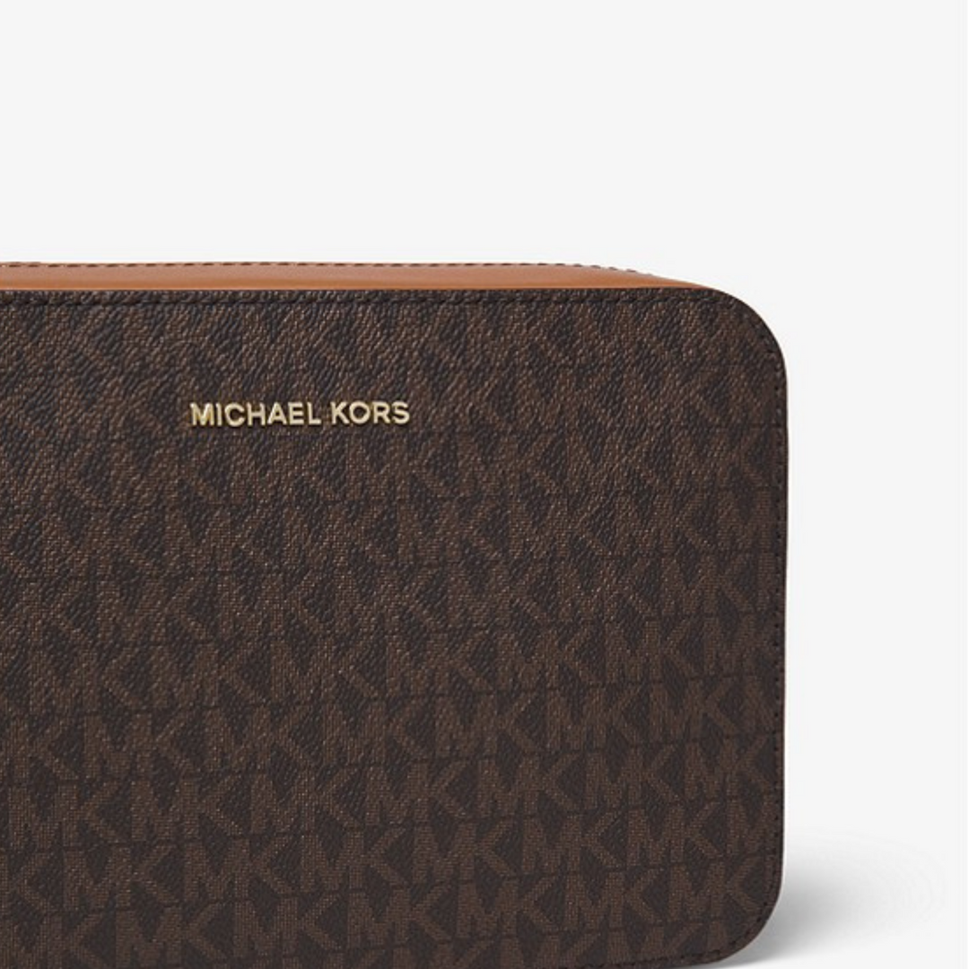 Michael Kors JET SET Brown Logo Camera Crossbody Handbag