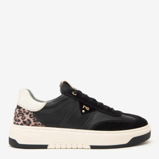 Nero Giardini ARLO Leopard and Black Leather Trainers