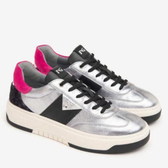 Nero Giardini ARLO Leopard and Silver Leather Trainers