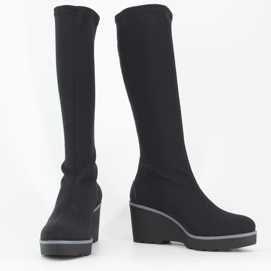 Pedro Miralles AMSTEL Knee High Black Wedge Boots