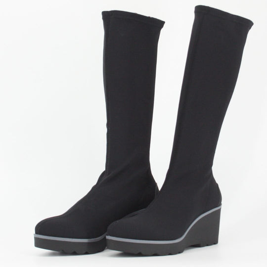 Pedro Miralles AMSTEL Knee High Black Wedge Boots