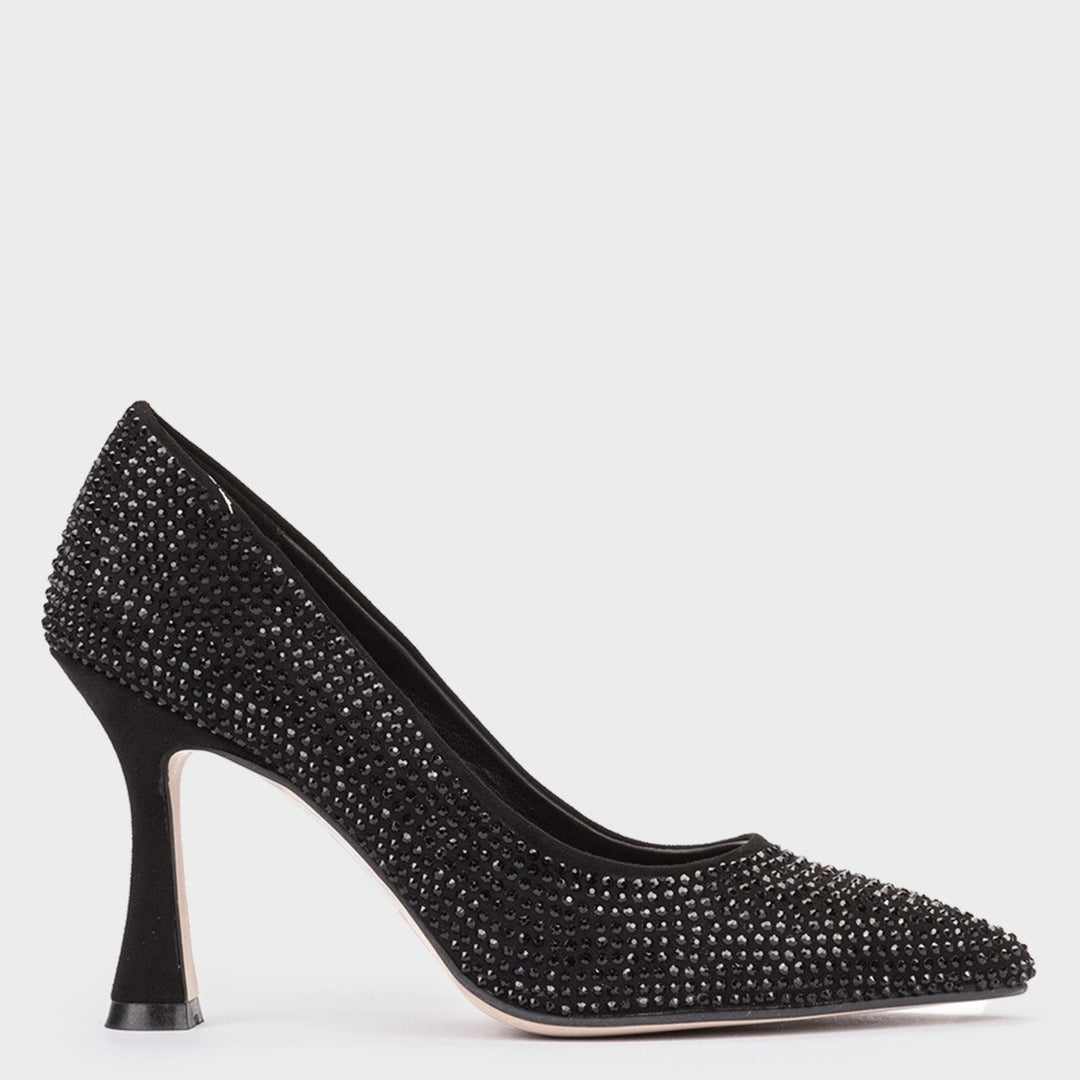 Pedro Miralles Yves Studded Sparkle Black Pump - Main Image