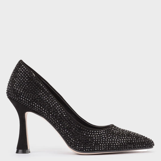 Pedro Miralles Yves Studded Sparkle Black Pump