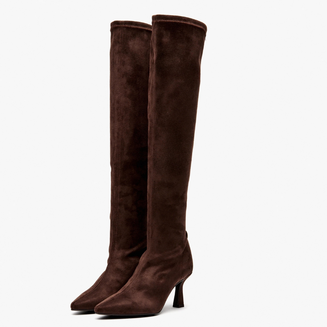 Pedro Miralles NIAMH Czekoladowe Zamszowe Kozaki do Kolan