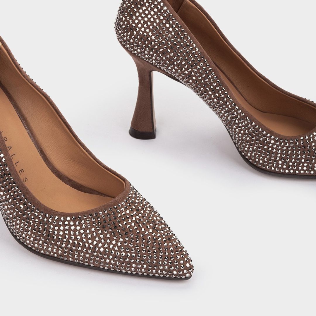 Pedro Miralles Yves Studded Sparkle Taupe Pump