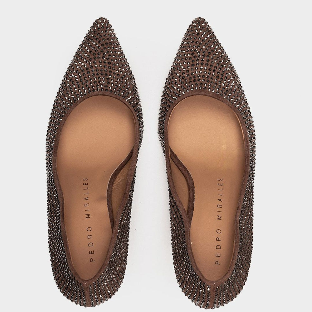 Pedro Miralles Yves Studded Sparkle Taupe Pump