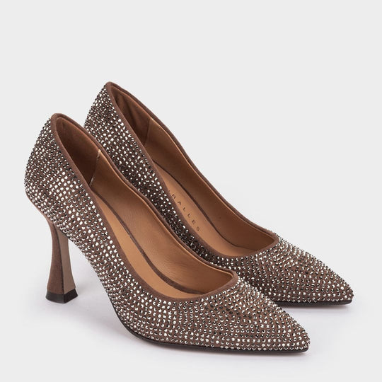 Pedro Miralles Yves Studded Sparkle Taupe Pump