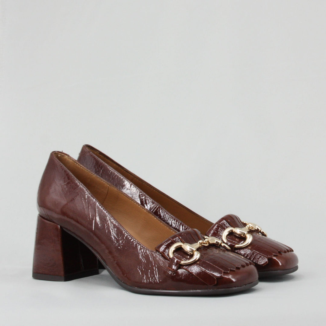 Pedro Miralles ATHENA Brown Patent Court Shoes