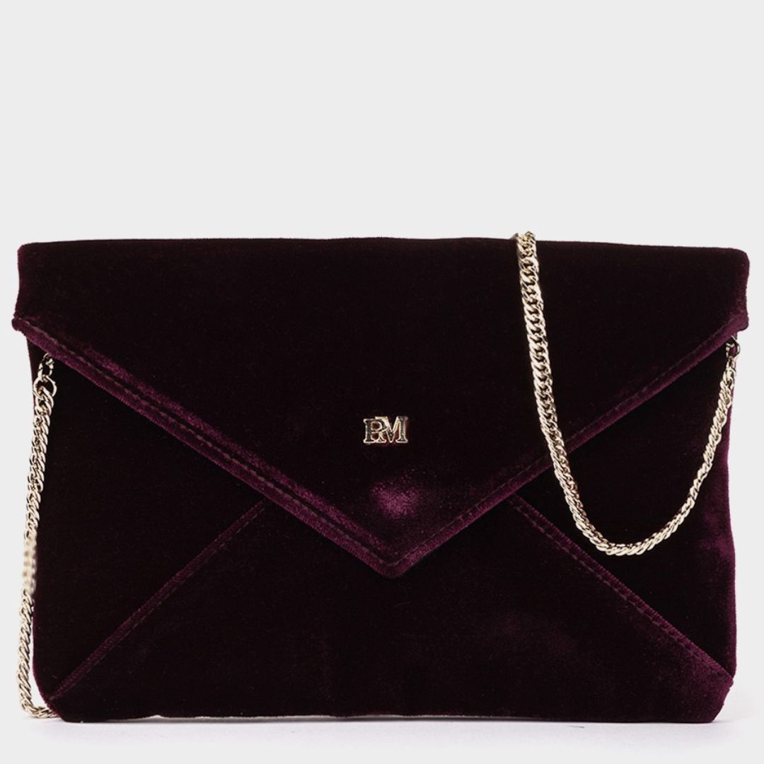 Pedro Miralles MOS Burgundy Envelope Clutch