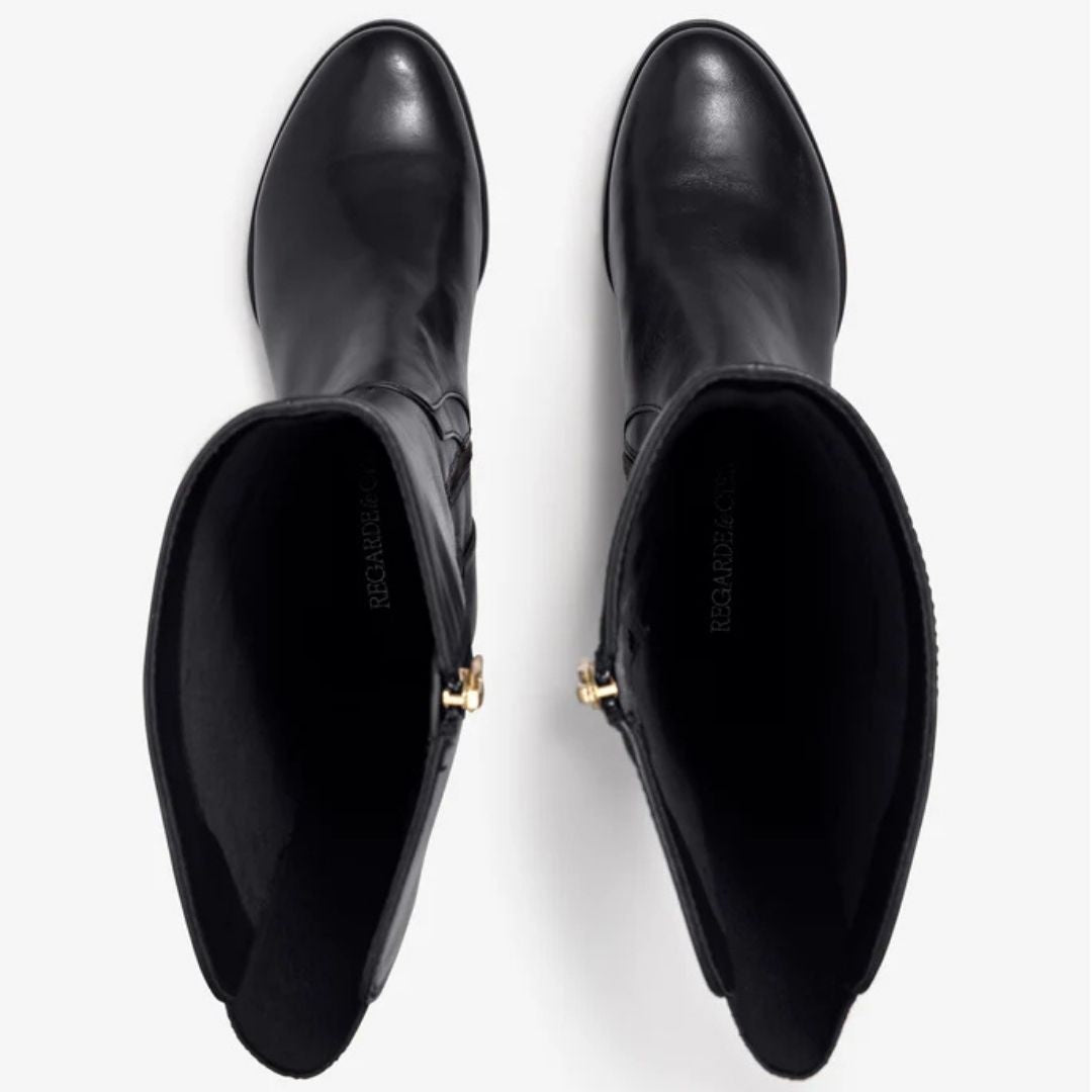 Regarde Le Ciel JOLENE Black Leather Knee-High Boots