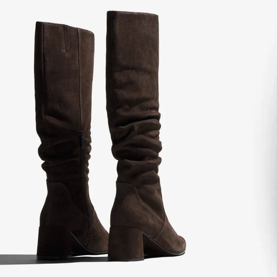 Regarde Le Ciel NEVA Brown Ruffle Knee-High Boots