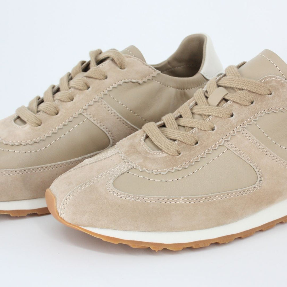 SAN REMO Beige Leather Trainers
