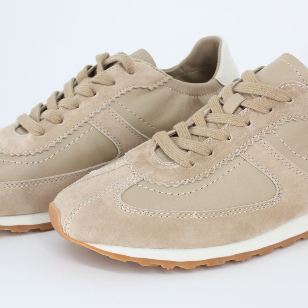 SAN REMO Beige Leather Trainers