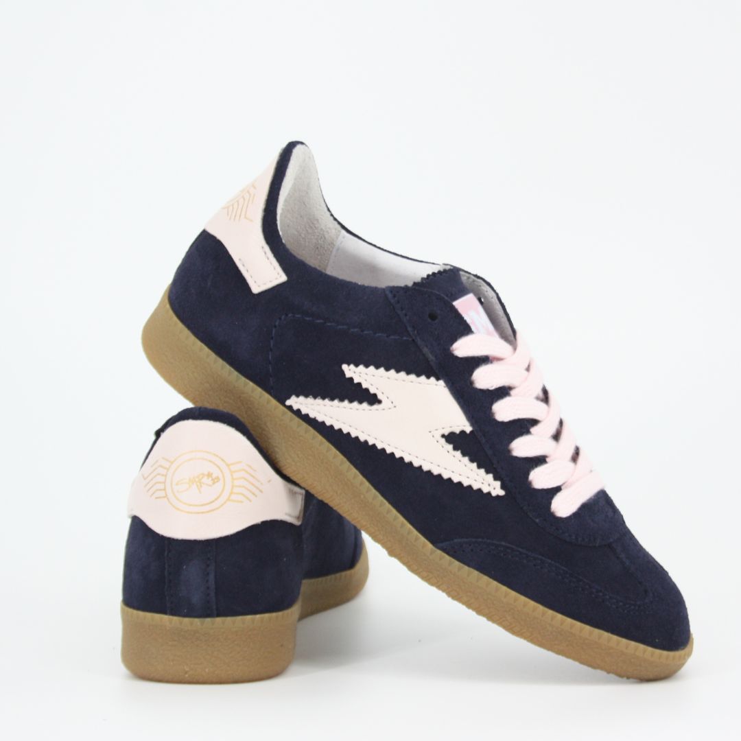 SMR23 ASLAN Navy & Pink Suede Trainers