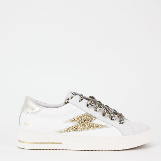 SMR23 MAYA White & Gold Leather Trainers